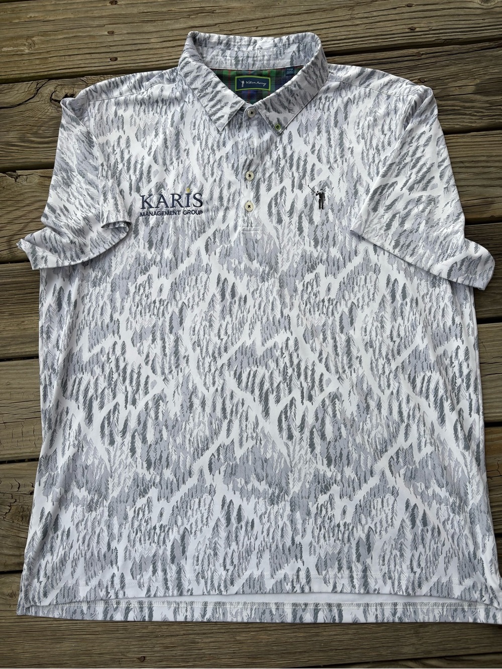 William Murray Men's White and Gray Patterned Polo XL